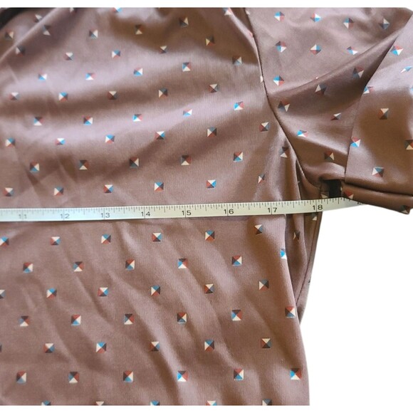 Vintage 70's Pretty Tops Womens Brown Geometric Button Polo Blouse Medium - Picture 8 of 9